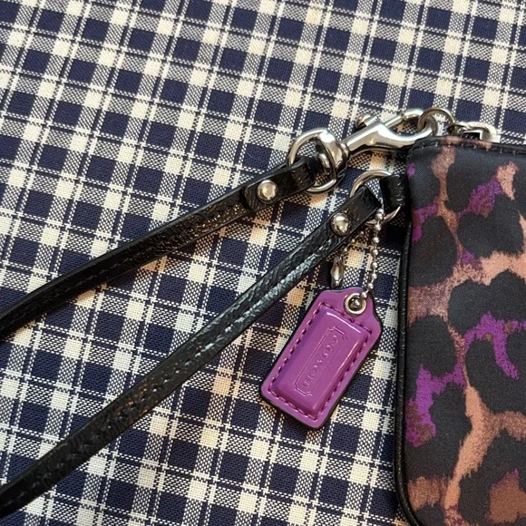 Coach Ocelot Print Wristlet with Purple Accent - Picture 3 of 7